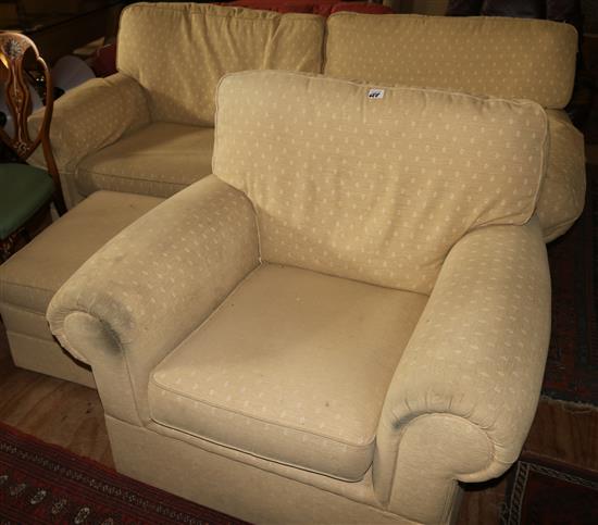 Large settee, stool & armchair(-)